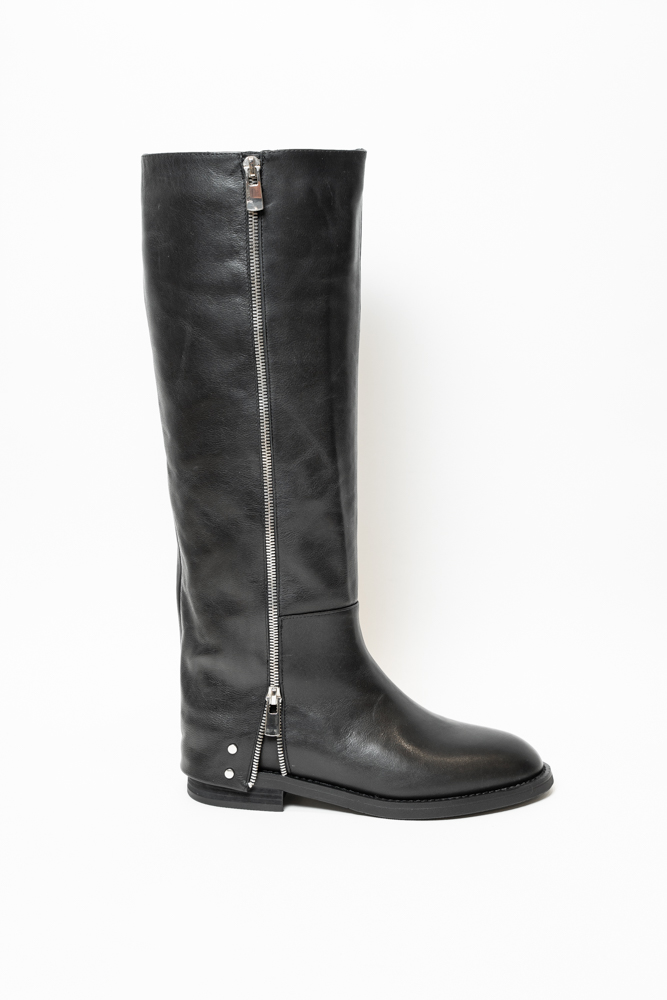 Сапоги женские, арт K511-755-1, натуральная кожа, цвет черн.
