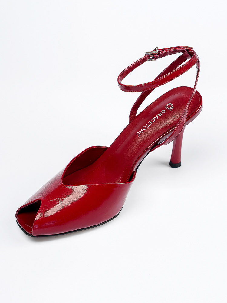 Босоножки женские, арт 02-Y9736B908-N537AL, натуральная кожа, цвет красн.