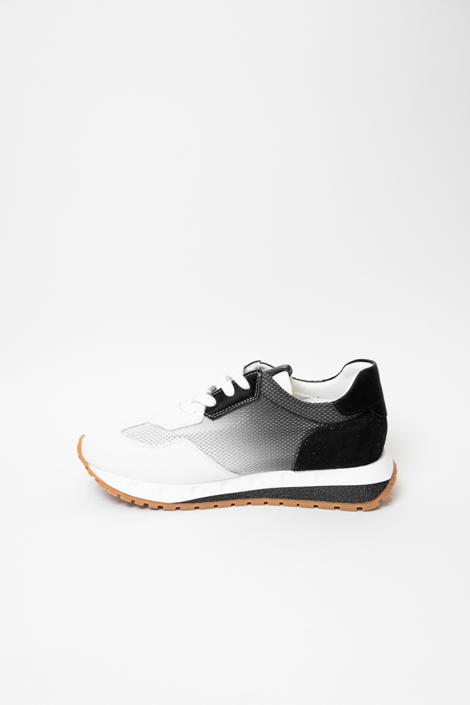 Кроссовки женские, арт DBY-RA268-4-1, натуральная кожа/текстиль, цвет черн/бел.