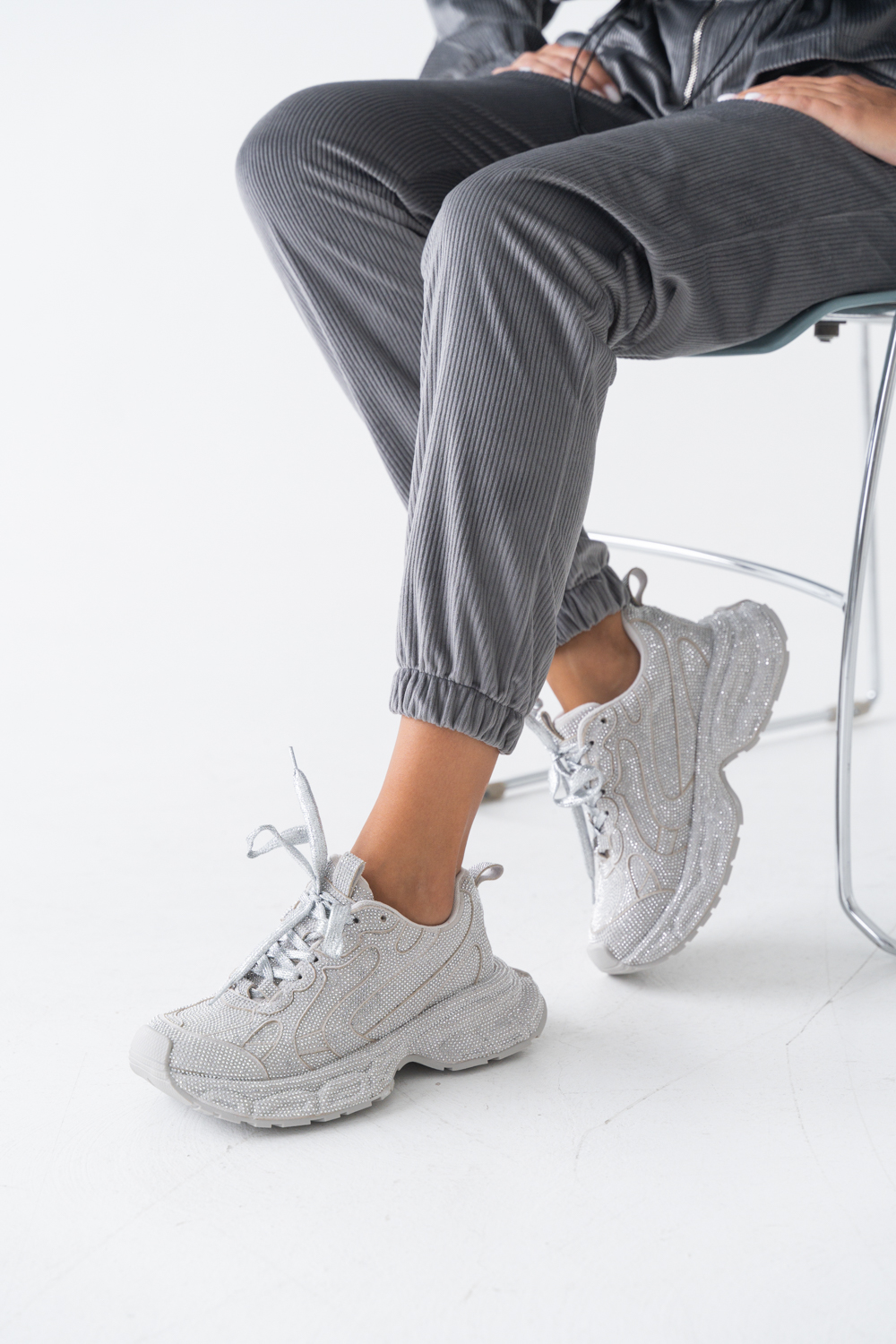 Кроссовки женские, арт 610-1, натуральная кожа, цвет сер.