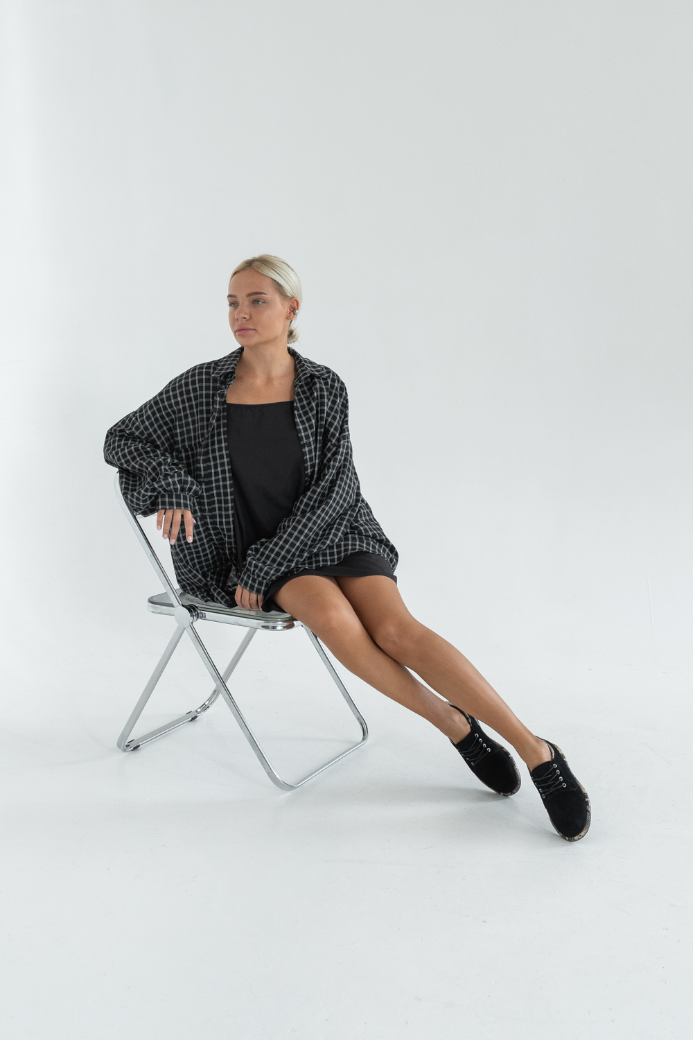 Туфли женские, арт 1753-0302D-F1, натуральная замша, цвет черн.