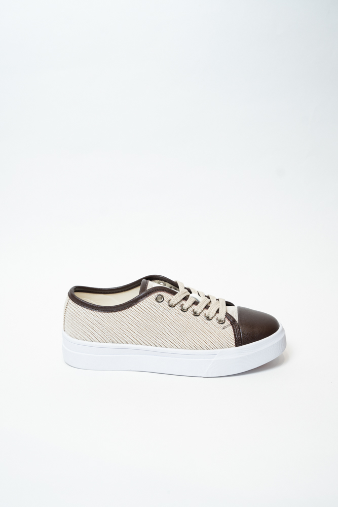 Кроссовки женские, арт Y7977-9, натуральная кожа/текстиль, цвет беж.