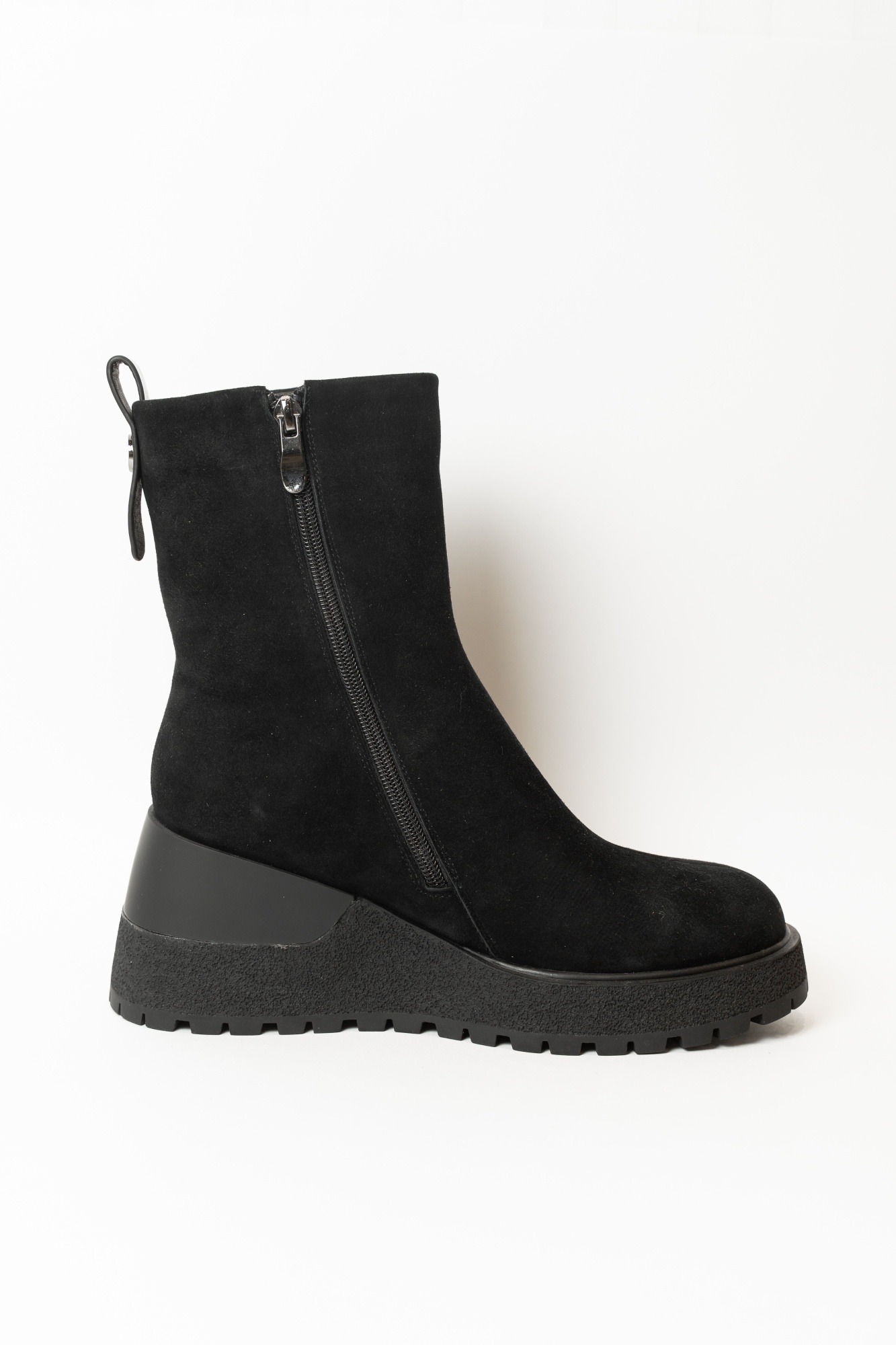 Ботинки женские, арт C344-67AB, натуральная замша, цвет черн.