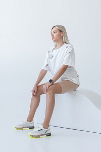 Кроссовки женские, арт K-YD-J401-2B, натуральная кожа, цвет бел.