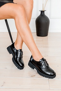 Туфли женские, арт B65502FN-4007, натуральная кожа, цвет черн.