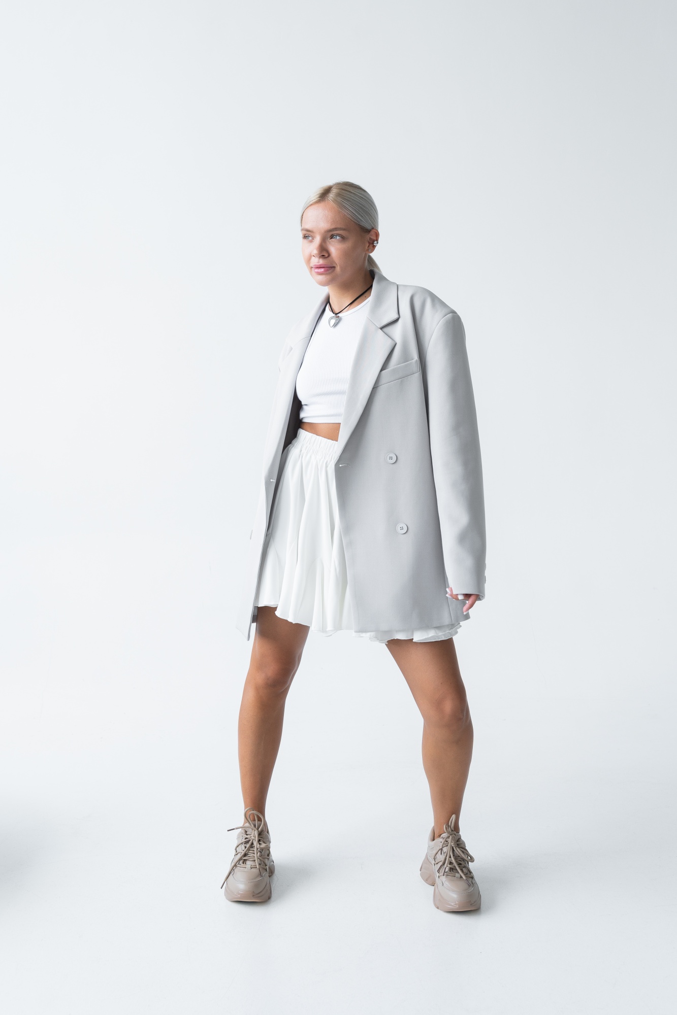 Кроссовки женские, арт 169-2-NC, натуральная кожа, цвет беж.