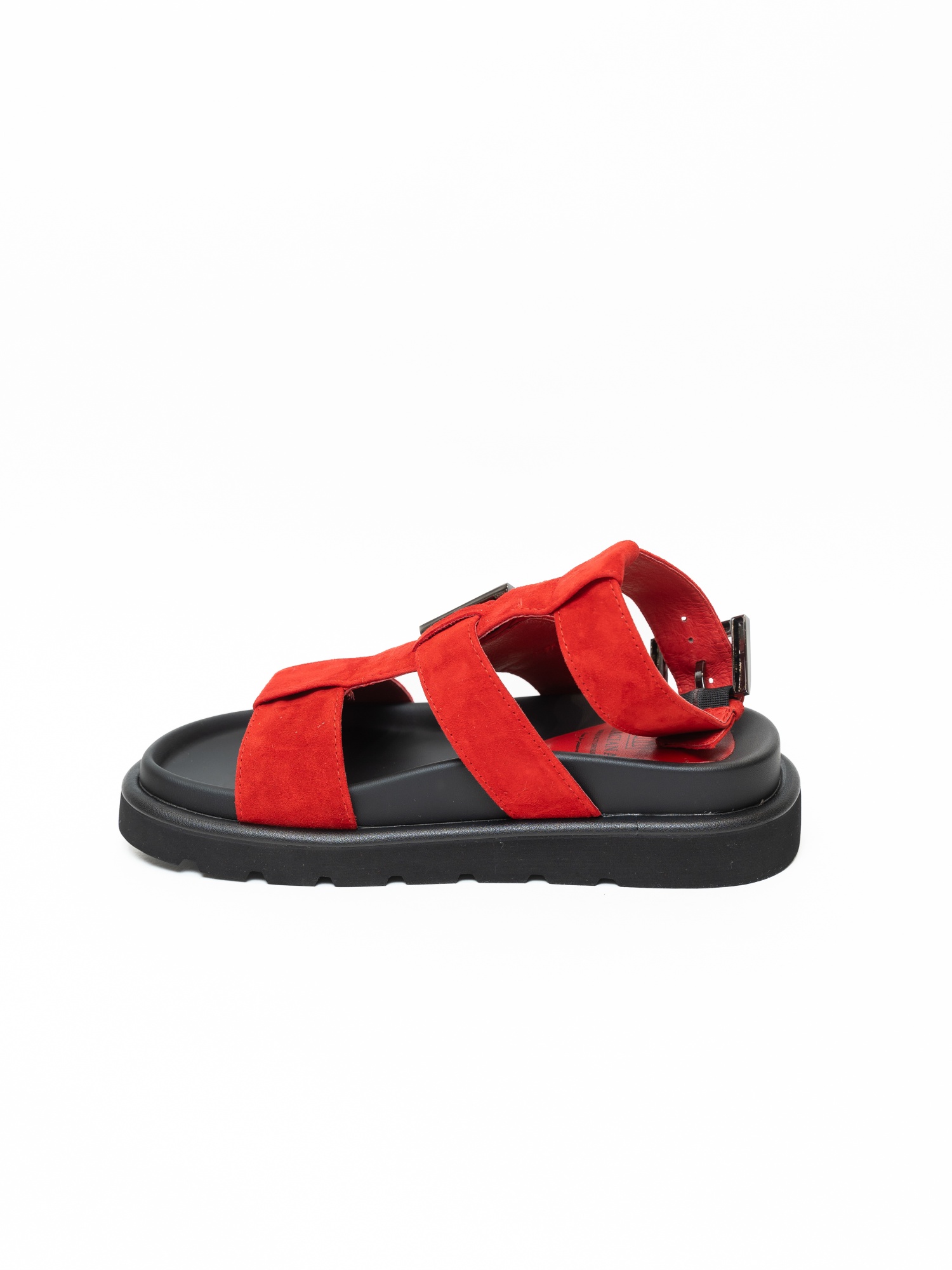 Босоножки женские, арт QS569-F225-10, натуральная замша, цвет красн.