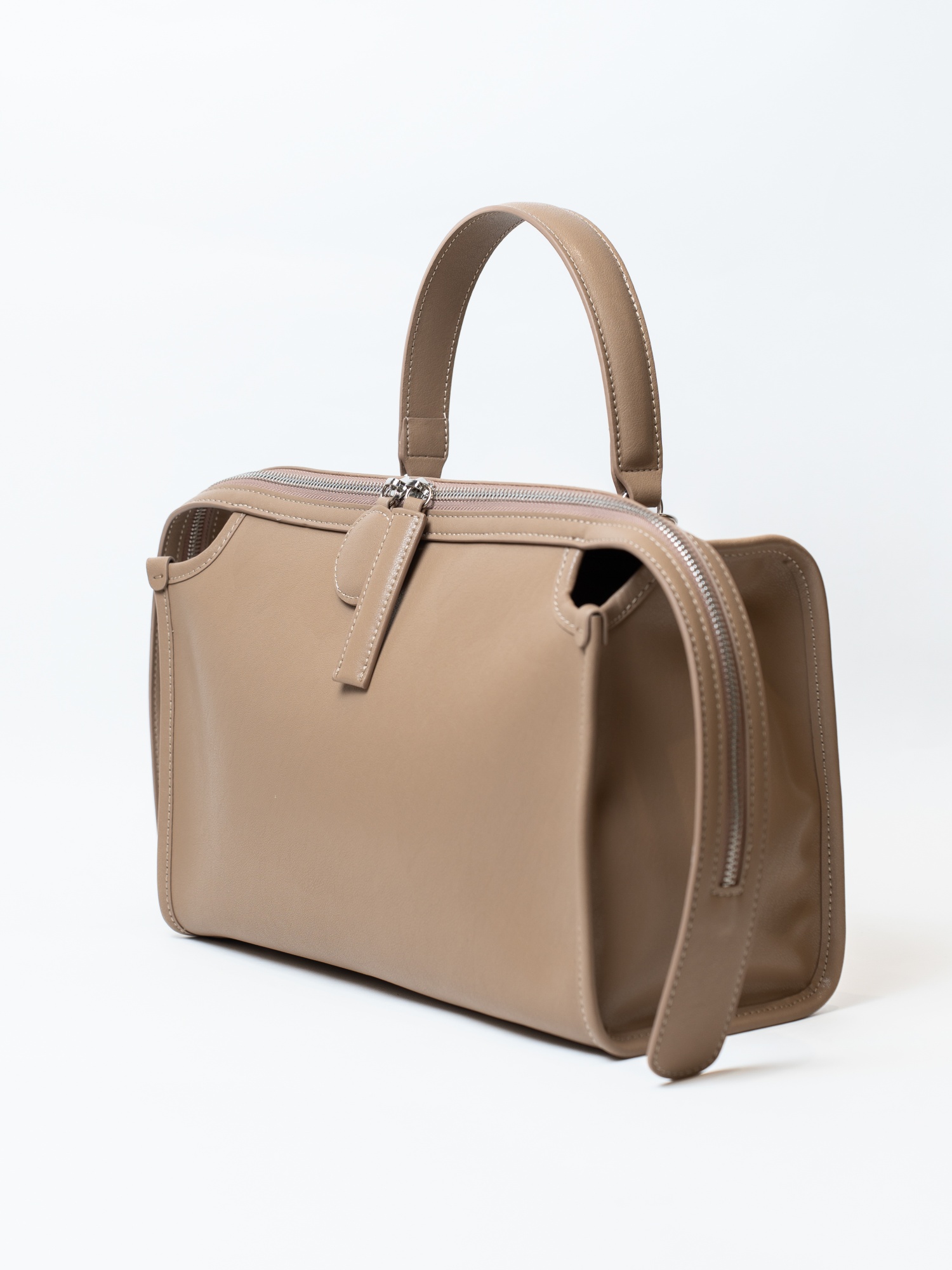 Сумка женская, арт 89-8761, натуральная кожа, цвет беж.