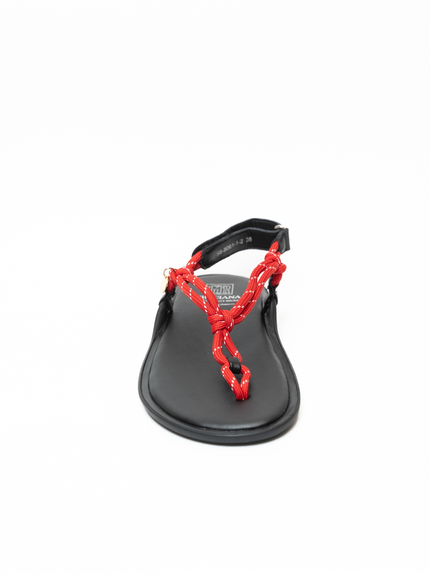 Босоножки женские, арт S8-8061-1-2, натуральная кожа/текстиль, цвет красн.