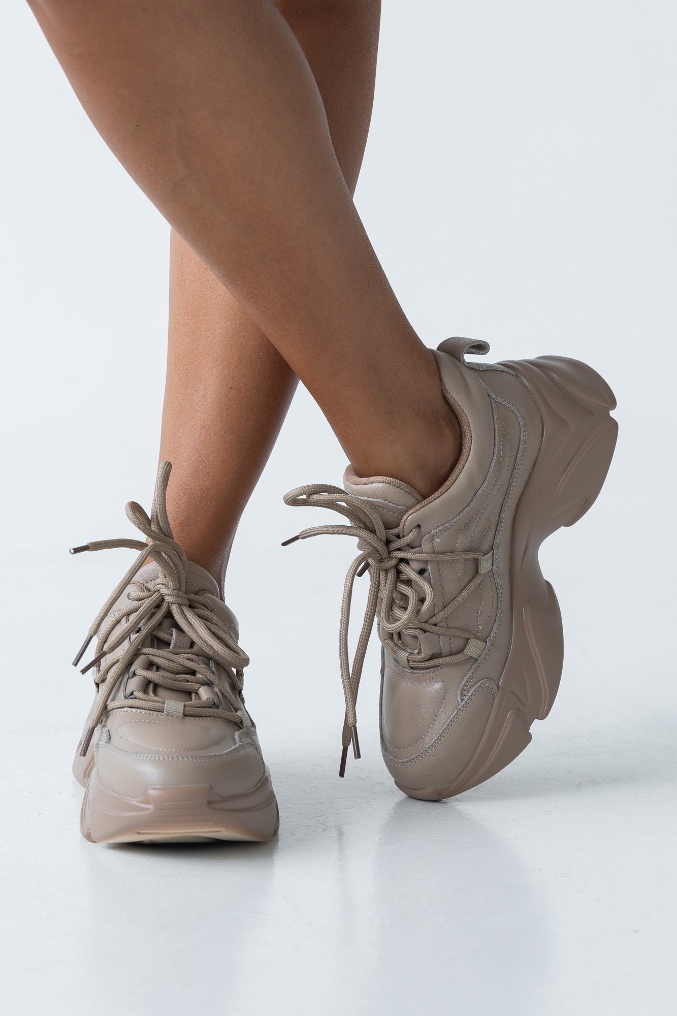 Кроссовки женские, арт 169-2-NC, натуральная кожа, цвет беж.