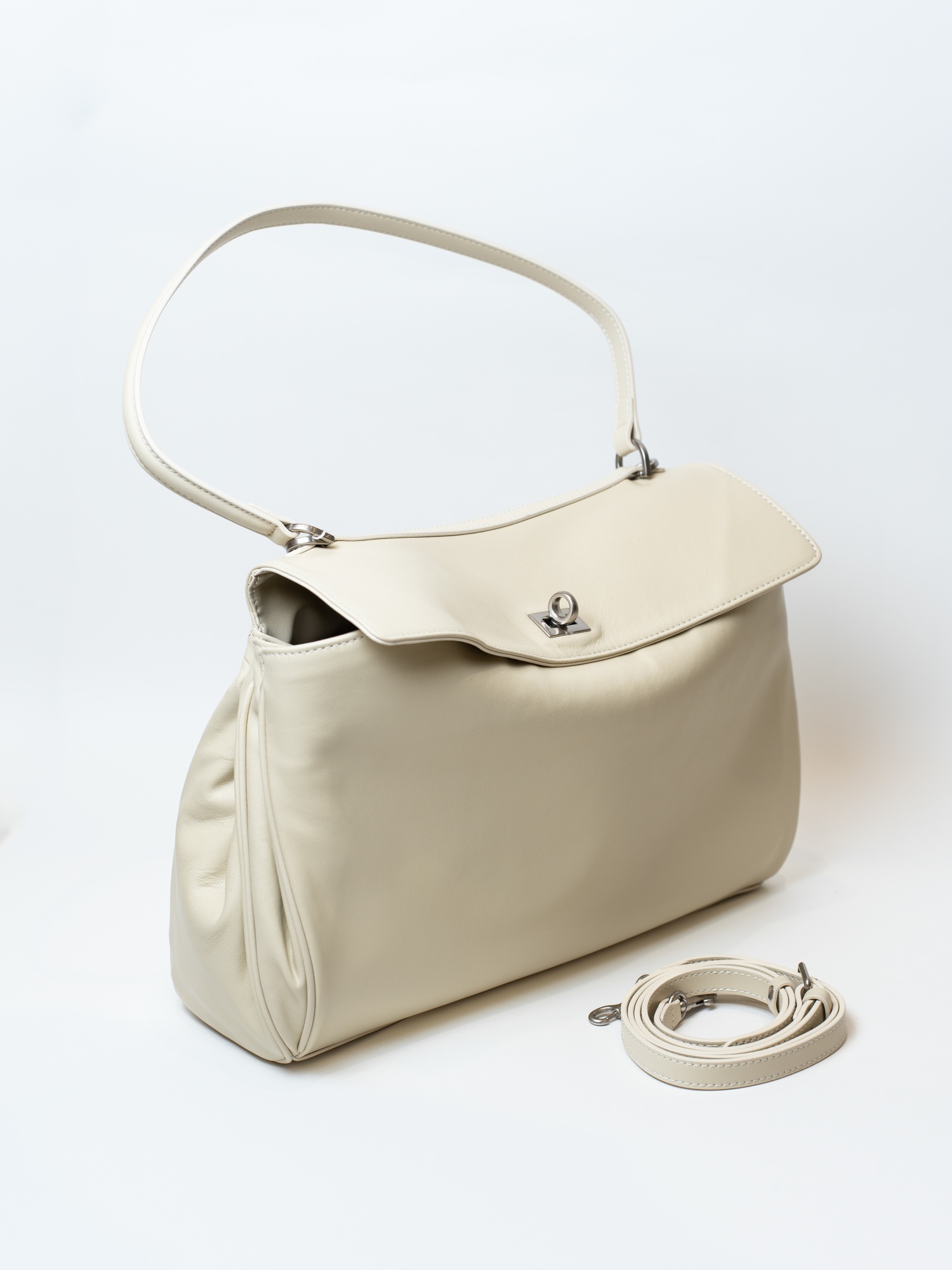 Сумка женская, арт 1287, натуральная кожа, цвет молоч.