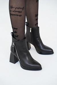 Ботинки женские, арт H1245-Z1225R-2155, натуральная кожа, цвет черн.