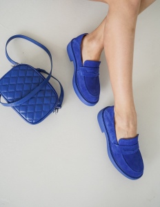 Туфли женские, арт K-S-5221-3-105X, натуральная замша, цвет син.
