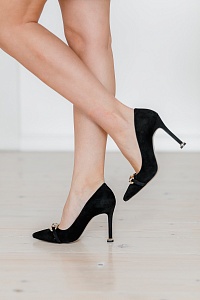 Туфли женские, арт 667 3312-24, натуральная замша, цвет черный